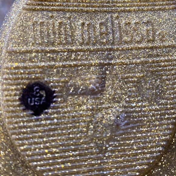 Mini Melissa Ultra Heart Me Sparkle Gold Glitter Sparkle Ballet Jelly S… - Picture 10 of 11